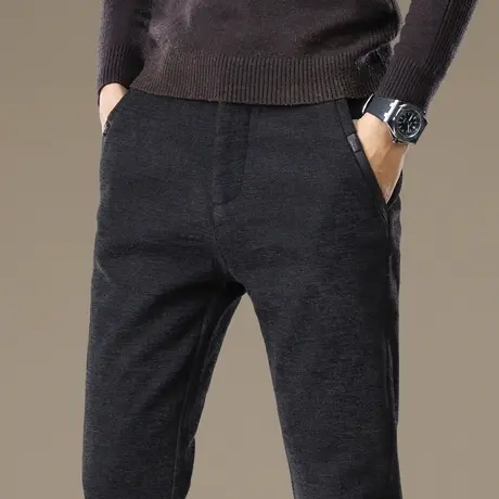 秋冬款男士弹力修身保暖商务西裤冬季2023年新款男装直筒休闲裤子商品大图