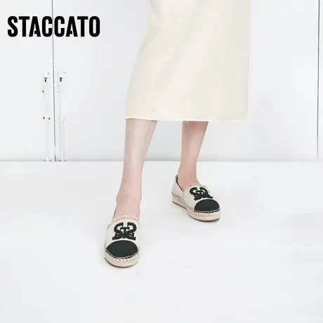 思加图年新款大麦鞋小香风渔夫鞋一脚蹬鞋休闲单鞋EDT08AA3D图片