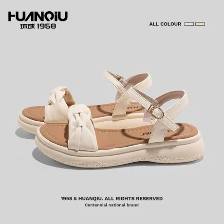 环球2024年夏季新款仙女风扭结扣带凉鞋女外穿百搭时尚厚底女鞋子图片