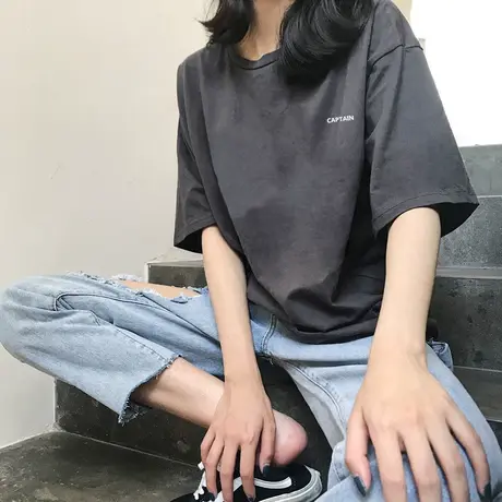 夏季新款小众设计感薄款别致ins潮上衣服甜酷白色短袖宽松T恤女装图片