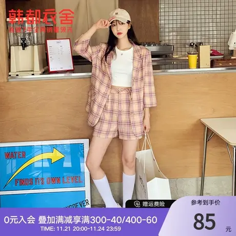 韩都衣舍秋冬女装韩版学院格纹格子休闲裤短裤女CQ9503商品大图