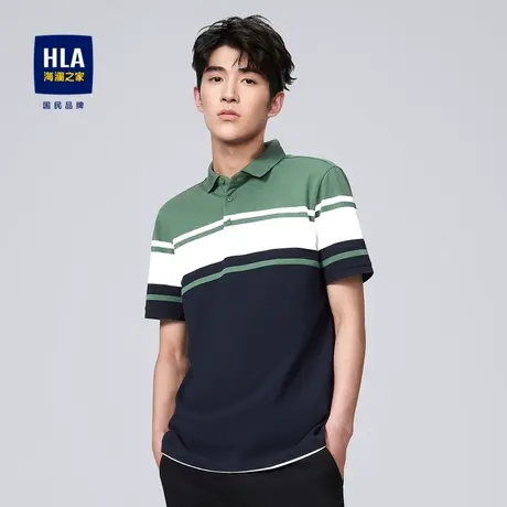 HLA/海澜之家2023热卖翻领短袖POLO衫商务休闲微弹短袖上衣男商品大图