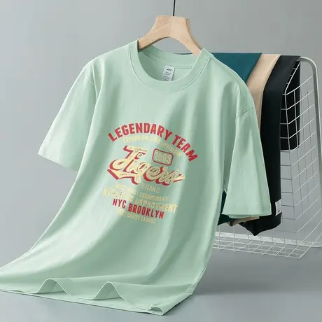 重磅纯棉t恤男短袖潮流印花圆领上衣服美式宽松全棉体恤夏季半袖商品大图