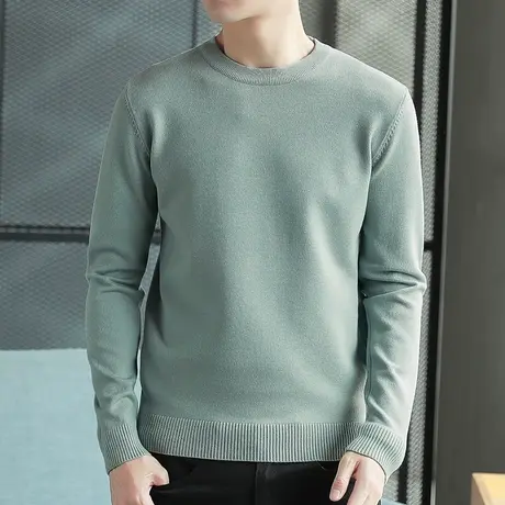 冬季圆领毛衣男韩版潮流个性针织衫保暖毛线衣男生宽松毛衫打底衫商品大图