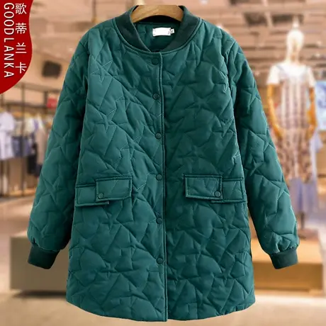 加肥加大码女秋冬羽绒棉服宽松200斤中年妈妈立领中长款轻薄棉衣商品大图