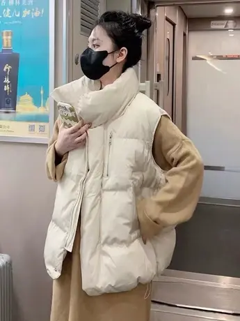 2023冬季新款韩版羽绒棉马甲女宽松外塔面包服背心马夹坎肩外套潮商品大图