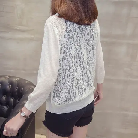 夏装新款甜美蕾丝针织衫开衫薄款小外套防晒衣服百搭短款上衣商品大图