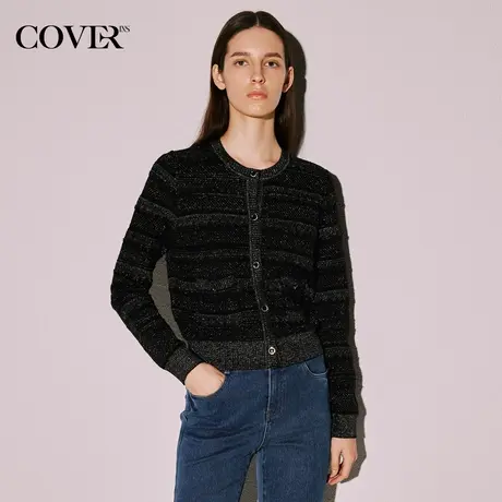 COVER冬季亮丝浮雕肌理小香风外套图片