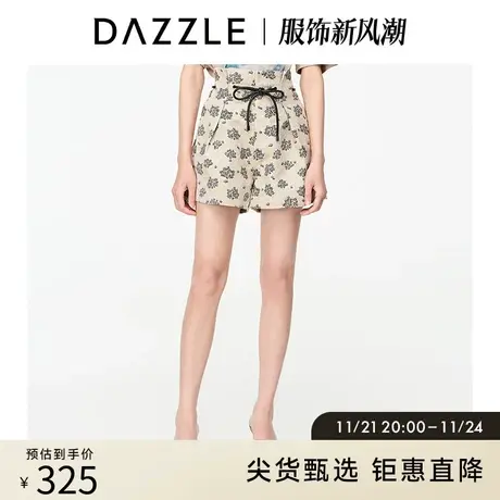 DAZZLE地素奥莱 复古刺绣花苞腰休闲裤西装短裤女2D3Q1036N图片