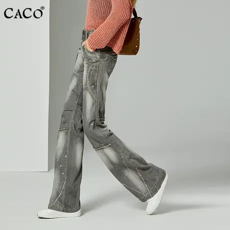 工装阔腿牛仔裤女长裤个性水洗绣花休闲宽松直筒裤断码时髦重工商品大图