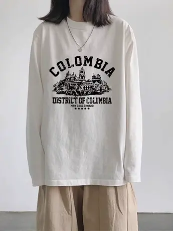 白色中长内搭打底衫女2023早秋新款欧货女装冬季加绒长袖t恤上衣商品大图