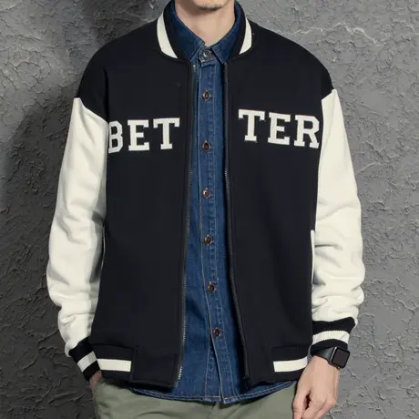 奕飏420g重磅美粒绒 冬季新款棒球服加绒加厚飞行夹克教练外套潮图片