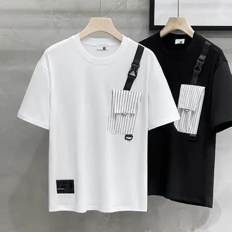 纯棉短袖t恤男潮牌ins日系宽松潮流休闲半袖体恤男2023年夏季新款商品大图