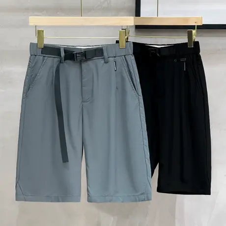 松紧腰夏季薄款男士西裤短裤休闲裤轻商务休闲中裤小直筒五分裤潮商品大图