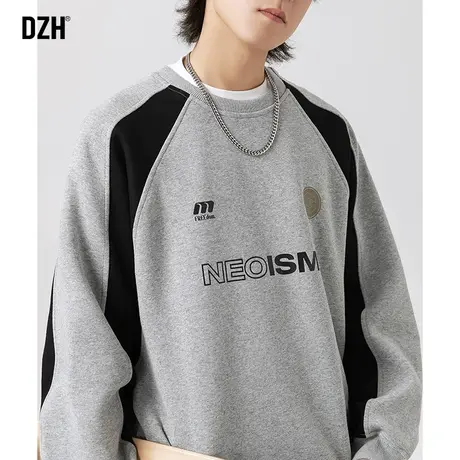 男士灰色美式运动卫衣男春秋季重磅情侣oversize上衣休闲男装外套商品大图