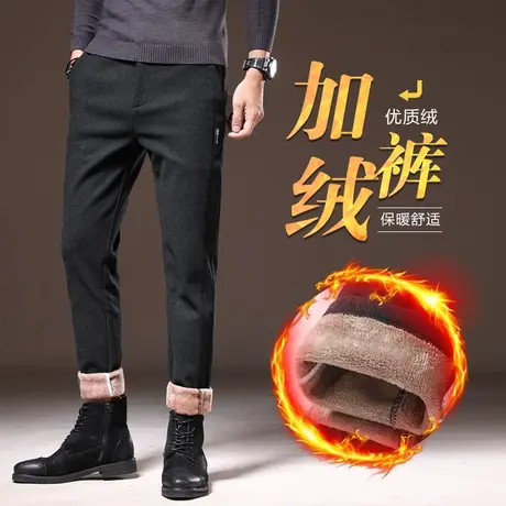 加厚加绒男裤子2023新款冬季休闲长裤男士直筒宽松保暖外穿秋冬款商品大图