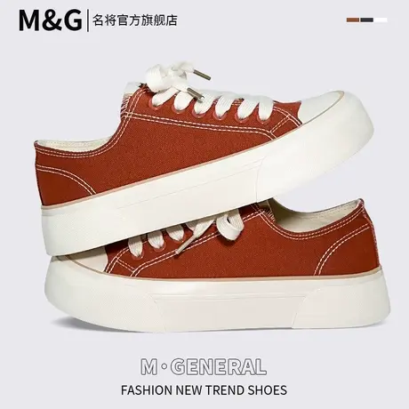 名将厚底白色帆布鞋2023夏季新款百搭小白鞋女大头鞋低帮原创女鞋图片