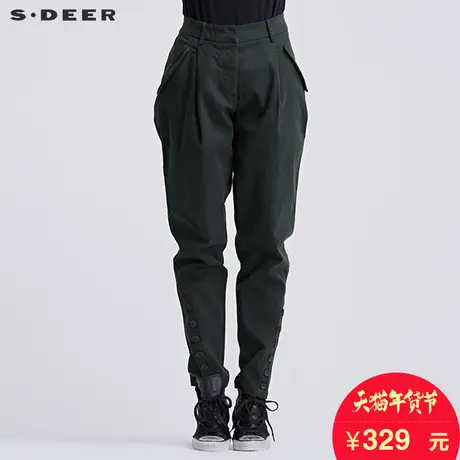 sdeer圣迪奥宽松休闲质感剪裁长裤S16480896商品大图