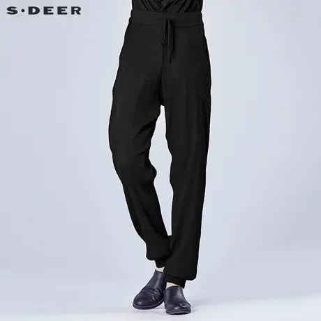 【新品】sdeer圣迪奥棉麻女裤 休闲纯色肌理质感长裤S16280826商品大图