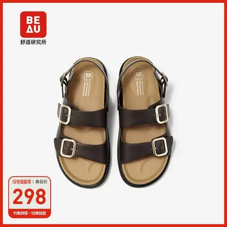 BEAU防水厚底勃肯鞋女软底凉鞋女款2023新款一字式扣带沙滩凉鞋商品大图