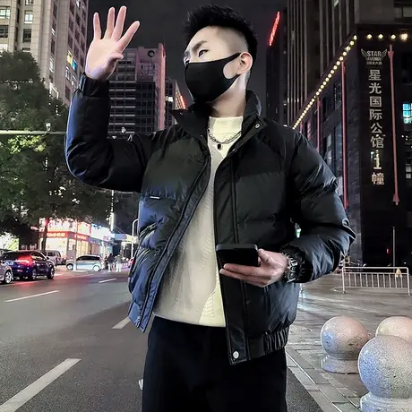 潮牌工装纯色棉衣男冬季新款立领棉服加厚休闲百搭轻熟棉袄外套图片