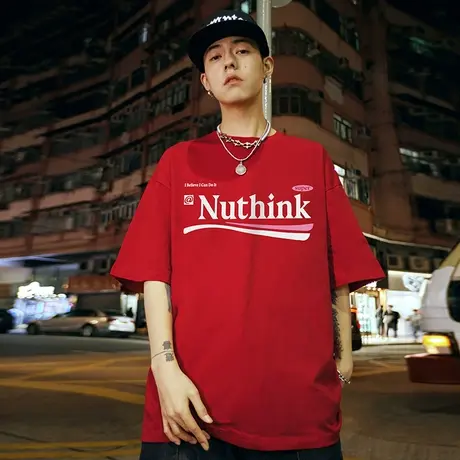 Nuthink国潮大码宽松潮流街头短袖T恤潮牌男春季加肥加大半袖上衣商品大图