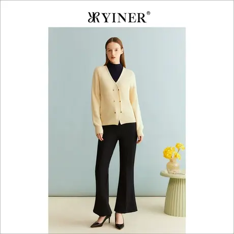 【裸感羊绒】YINER音儿女装冬季绵羊毛假两件针织衫商品大图