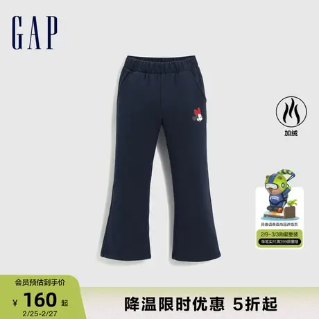 【迪士尼联名】Gap女幼冬季加绒保暖卫裤儿童装洋气运动裤829729商品大图