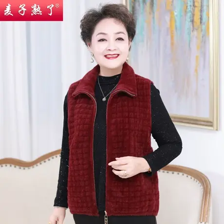 中老年女装阔太太马甲无袖背心妈妈装2021冬新款保暖外套奶奶装图片