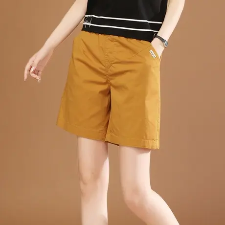 韩潮袭人松紧腰休闲直筒五分裤女2023夏新款宽松显瘦短裤热裤子薄商品大图