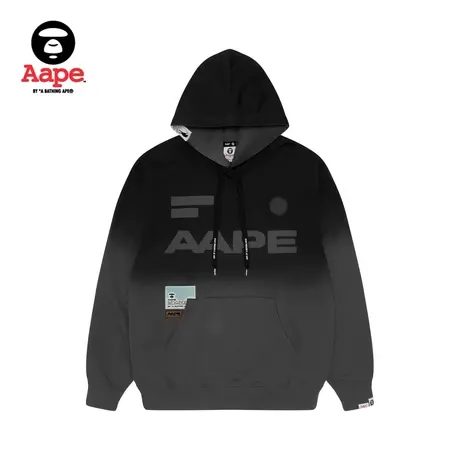 Aape旗舰店男装秋冬字母印花渐变抽绳宽松厚款连帽卫衣3946XXJ商品大图