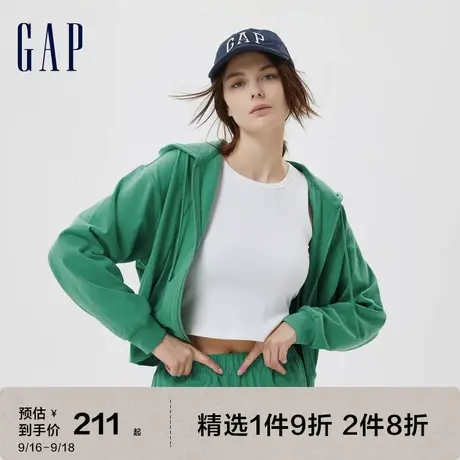 Gap女装秋季新款LOGO水洗棉宽松连帽卫衣591196运动休闲外套图片