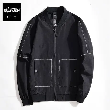 伟臣2023春季新品轻薄夹克外套男胖子加肥加大宽松棒球领肥佬外套商品大图