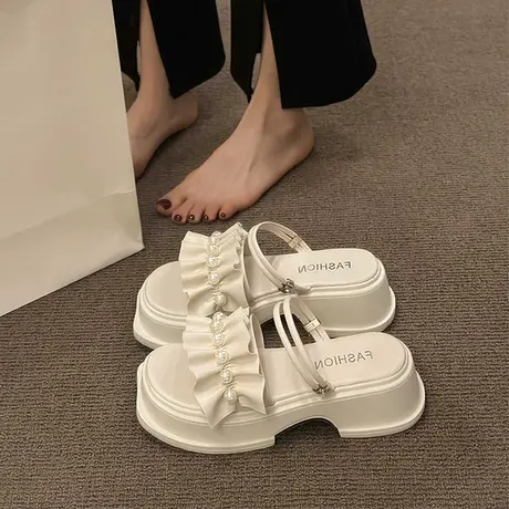 凉鞋女2023年夏季新款韩版拖鞋女外穿时尚百搭防滑露趾厚底凉拖鞋商品大图