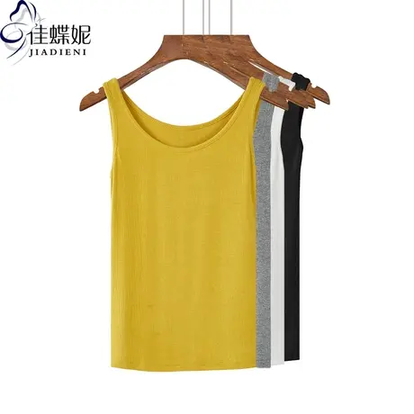 夏季新款韩版纯棉修身纯色显瘦圆领打底内搭女装上衣背心图片