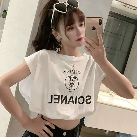 挂脖吊带坎肩运动背心无袖t恤女夏季设计感小众外穿宽松短款上衣图片