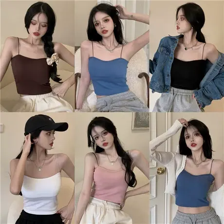 少女内衣女无痕薄款打底衫抹胸吊带短款背心带胸垫内搭无钢圈上衣商品大图