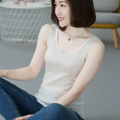 2025夏季全棉黑色v领吊带无袖上衣纯棉小背心女装外穿内搭打底衫商品大图