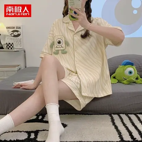 南极人睡衣女夏季纯棉短袖短裤2023年新款网红风家居服套装春夏天商品大图