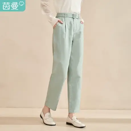 【商场同款】茵曼2023春季女装新款简约通勤宽松遮肉萝卜九分裤图片