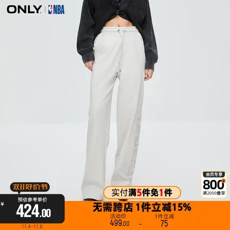 【买5免1】ONLY2023冬季新款NBA联名款潮酷休闲刺绣高腰休闲裤女商品大图