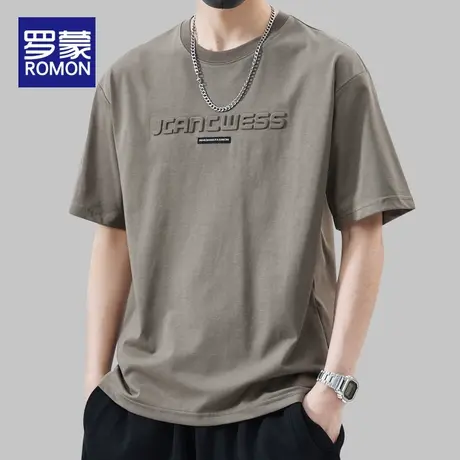 罗蒙短袖男t恤男款2023新款男士上衣宽松潮牌夏季半袖体恤衣服男商品大图