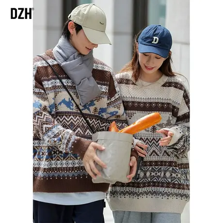 情侣提花毛衣男秋冬款宽松高级感慵懒针织打底衫男生外套2023爆款商品大图