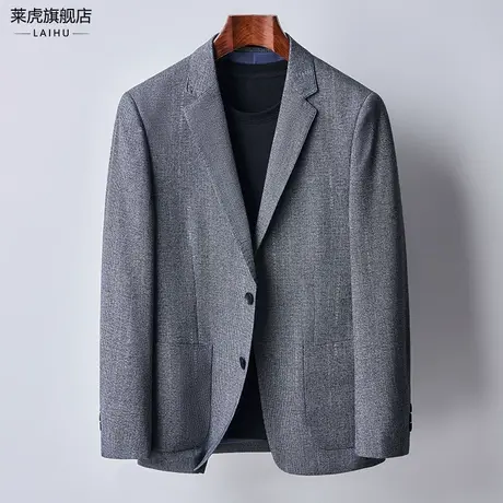 灰色西服外套男士春季新款修身中年爸爸装休闲小西装男单件薄上衣商品大图