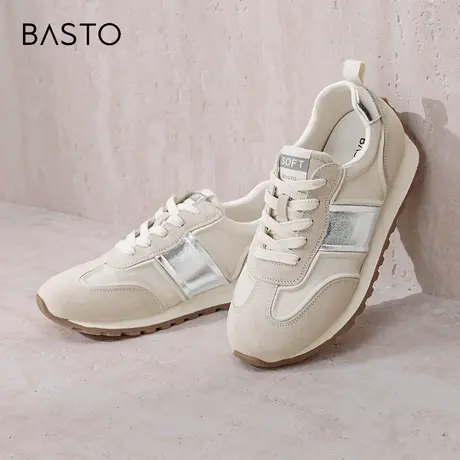百思图春夏季商场新款复古运动阿甘鞋跑步鞋女休闲鞋BG088CM4商品大图