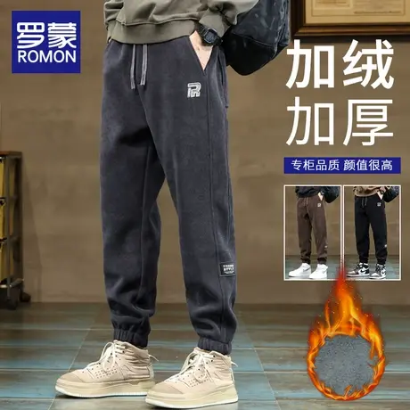 罗蒙冬季雪尼尔加绒休闲裤男2025新款宽松束脚运动工装长裤子秋冬商品大图