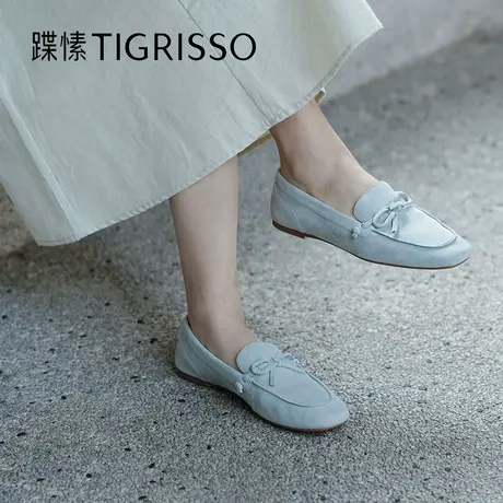 舒适圈蹀愫25年夏新羊绒圆头低跟乐福鞋超软百搭豆豆鞋TA65318-51图片