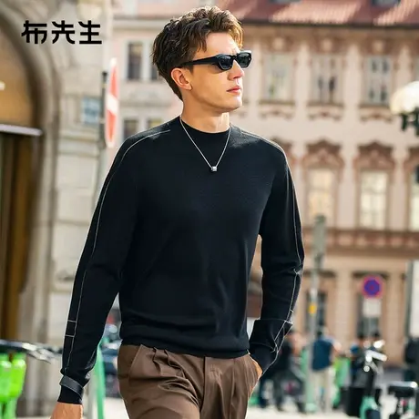 MrBu布先生半高领羊毛t恤春季马鞍肩线条精致羊毛衫男PT15563商品大图