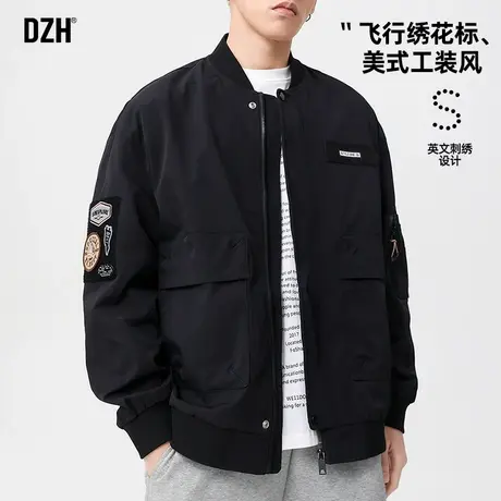青少年黑色棒球服外套男春季潮流百搭2025年新款美式工装夹克上衣商品大图