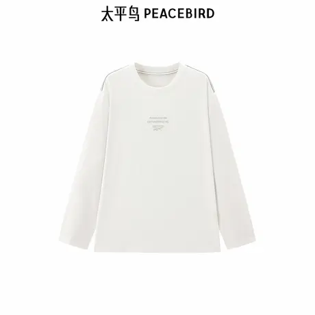 太平鸟2025年新款女士Reebok联名品质通勤白色长袖T恤A3CPF1263图片